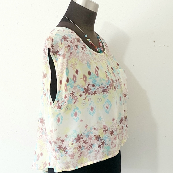 Decree Sheer Blouse Crop Top - Picture 6 of 10